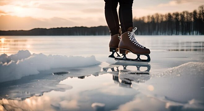 Skates on an ice rink.