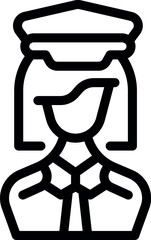 Line drawing of a female police officer standing wearing a uniform