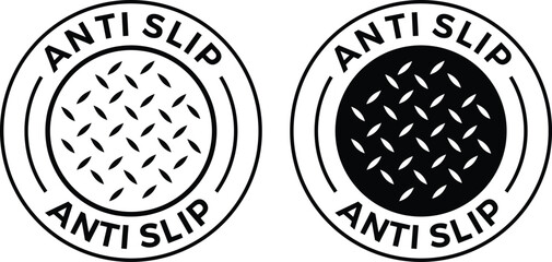  Anti slip icon set in blue and black color. Antislip texture symbol. slip prevention vector stamp. 