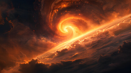 A photo of Jupiter's Great Red Spot, with swirling storm clouds as the background, during a turbulent atmosphere