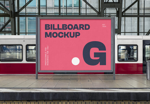 Billboard on Train Station Mockup