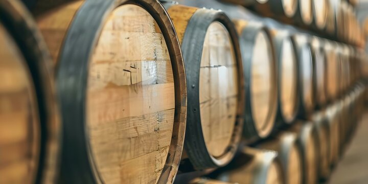 Creating a Sustainable Craft Brewery with Wooden Barrels, Amber Lighting, and Organic Hops. Concept Sustainable Brewery, Wooden Barrels, Amber Lighting, Organic Hops, Craft Beer