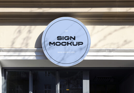 Front View Circle Sign Mockup