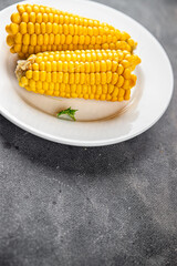 boiled corn cob natural food fresh appetizer meal food snack on the table copy space food background rustic top view keto or paleo diet vegetarian vegan