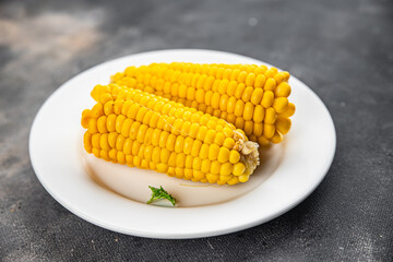 boiled corn cob natural food fresh appetizer meal food snack on the table copy space food background rustic top view keto or paleo diet vegetarian vegan