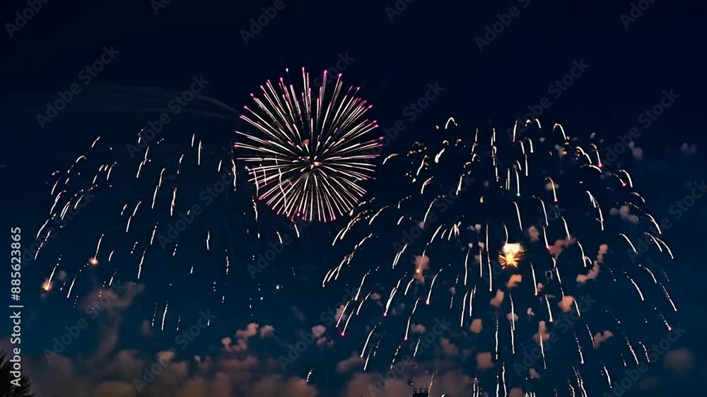Poster nighttime fireworks display generative ai