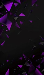 Abstract background with purple and black geometric shapes, triangles. Design for posters, websites, banners. Concept of modern, futuristic, digital art