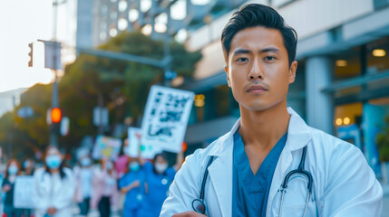 Portrait of asian Nurse wearing medical scrubs, Doctor with stethoscope 