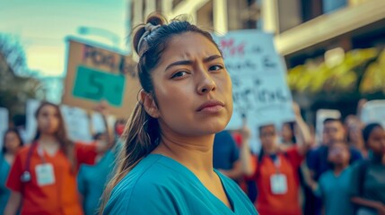 Portrait of Latina Nurse wearing medical scrubs, Doctor with stethoscope 