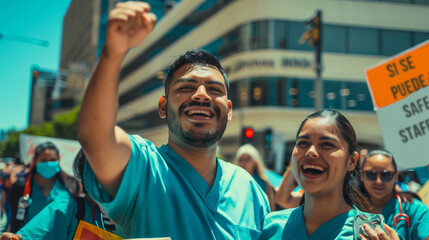 Portrait of latino Nurse wearing medical scrubs, Doctor with stethoscope 