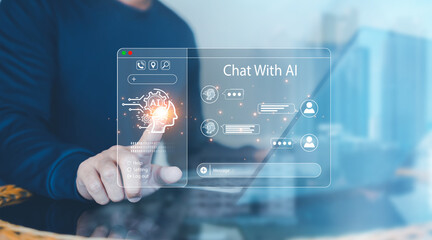 AI chatbot conversation using artificial intelligence technology smart robot AI, Generative AI,...