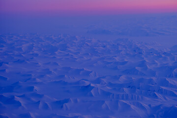 aerial view mountain range sunset