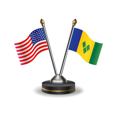 United States (USA) and ST. Vincent Grenadines table flags relation with background transparent