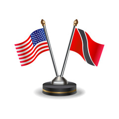 United States (USA) and Trinidad and Tobago table flags relation with background transparent