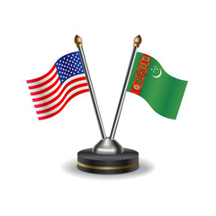 United States (USA) and Turkmenistan table flags relation with background transparent