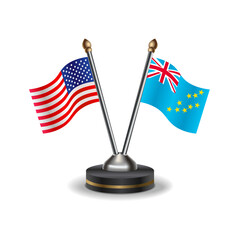 United States (USA) and  Tuvalu table flags relation with background transparent
