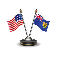 United States (USA) and Turk and Caicos  table flags relation with background transparent