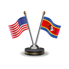 United States (USA) and Swaziland table flags relation with background transparent