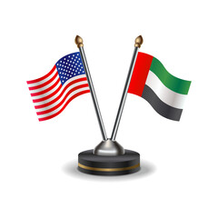 United States (USA) and United Arab Emirates table flags relation with background transparent