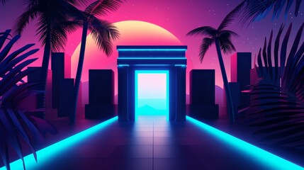 A futuristic city tour with bioluminescent urban landscapes and holographic historical sites promoting urban exploration style