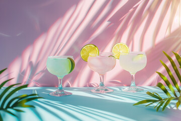 Colorful banner with summer cool cocktails
