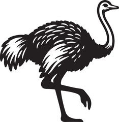 ostrich bird silhouettes vector art illustration
