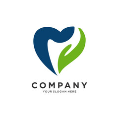 Heart leaf vector logo