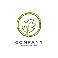 Heart leaf circle vector logo