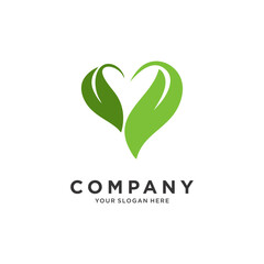 Heart leaf vector logo