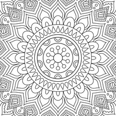 Vector hand drawn doodle mandala art. Ethnic mandala with tribal ornament. modern textile mandala art. tattoo motif, bohemian mandala black white coloring book page, arabic islamic line art design