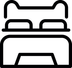 Double bed with pillows and blanket covering it line icon, furniture for bedroom concept