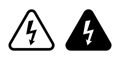 Fototapeta na wymiar High voltage icon. Warning electricity symbol. Alert, hazard and danger, caution electrical icon. Triangle with lightning sign.
