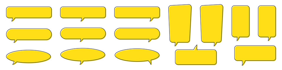 Chat bubble in yellow, quote background, Speech bubble, message box set.