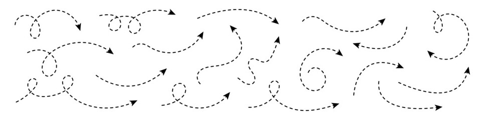 Curved dotted arrow. Zigzag arrow stripes design with dotted lines.