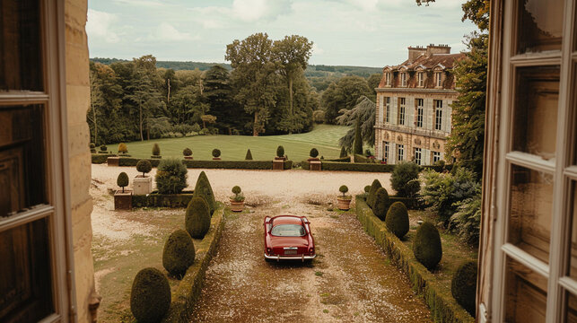 Luxury car on the chateau.