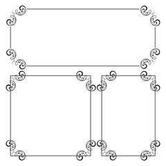 Line decorative frames. Swirl text border frame in vintage style. Victorian flourishes line calligraphic swirly filigree decoration editable stroke vector set in eps 10.