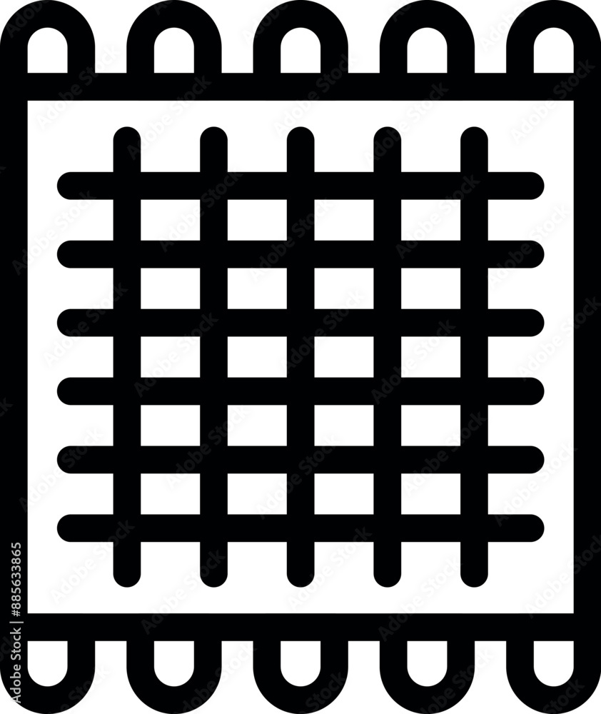 Poster black outline icon representing a microchip used in electronic devices for computing