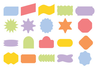 Various pastel color geometric shapes with rounded corners