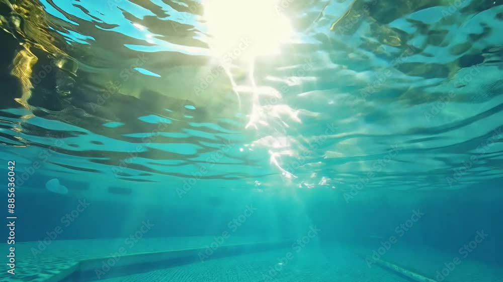 Aufkleber slow motion sunlight patterns in suburban pool generative ai