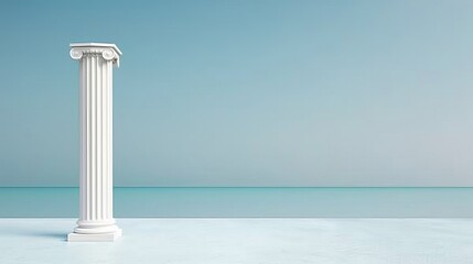 A white column stands alone on a snow-covered field