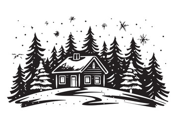 Naklejka premium house in the forest