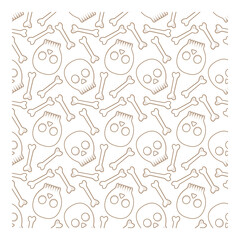 Skull and bones on a white background. Seamless vector pattern for fabric, wallpaper and wrapping paper