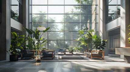 Generative AI, modern style interior design, house, plants, potted plants, beautiful atmosphere