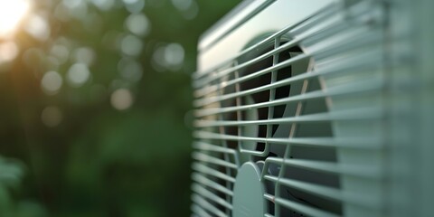 Close-up Image of a Residential Heat Pump and its Components. Concept Heat Pump Components, Residential HVAC, Energy-efficient Technology, Close-up Photography