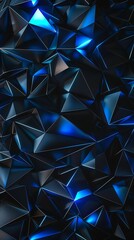 Abstract Background with Blue Neon Lights. Dark and Modern Wallpaper with Geometric Shapes and Triangles for Technology, Gaming, or Music Design