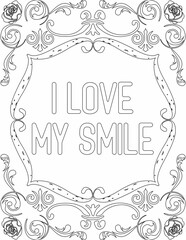 Printable floral coloring page for kids and adults with affirmation words for self talk and self care. it helps to succeed and struggle against life to enjoy the tough journey
