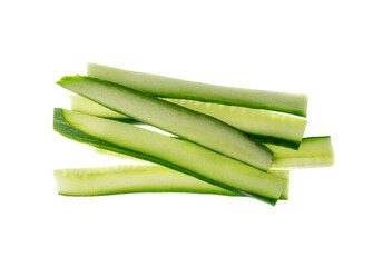 Cucumber cut isolated, cucumber slices macro, green vegetable cuts for salad isolated, healthy...