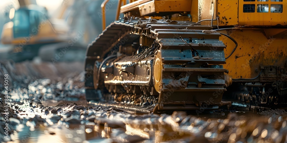 Poster creating a website for trencher construction with a prominent space-themed banner and copy branding.