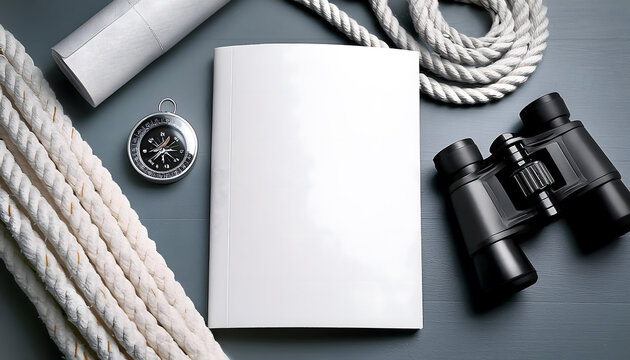 Mock-up of a white magazine cover. Maritime. Ocean. Sea. Sailing.