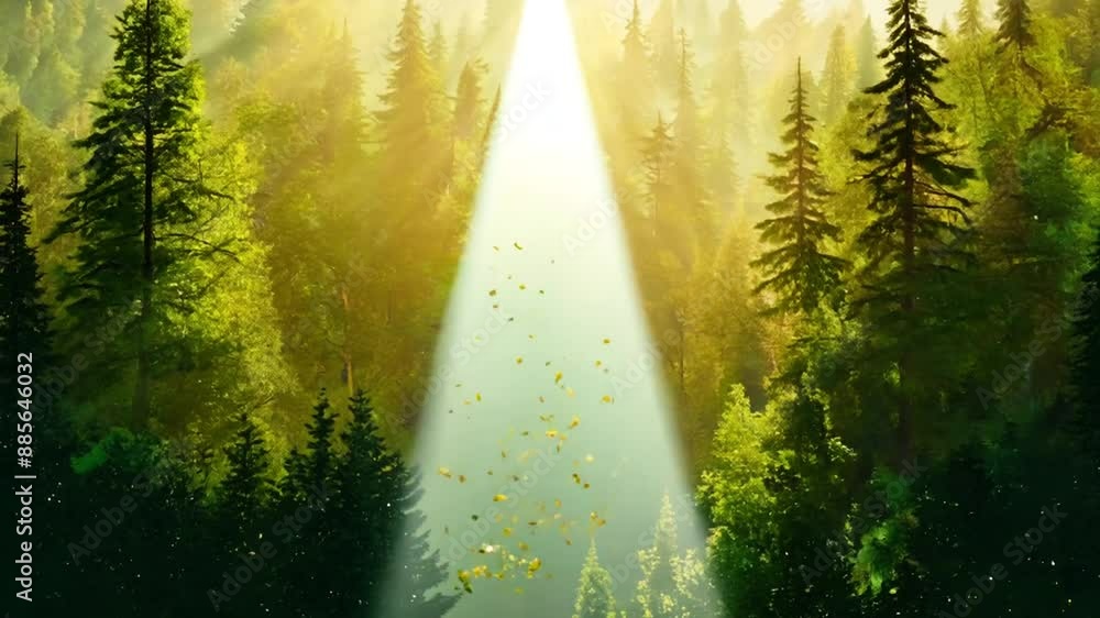 Aufkleber sunlight through forest trees generative ai